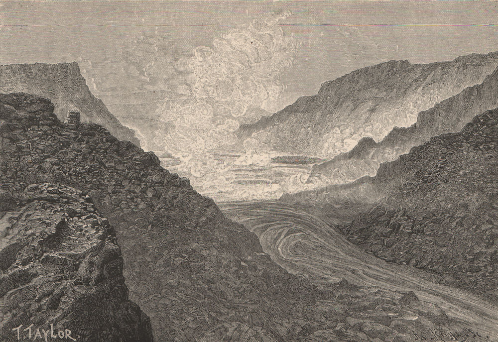 Craters of Kilauea, Hawaii. Hawaii 1885 old antique vintage print picture